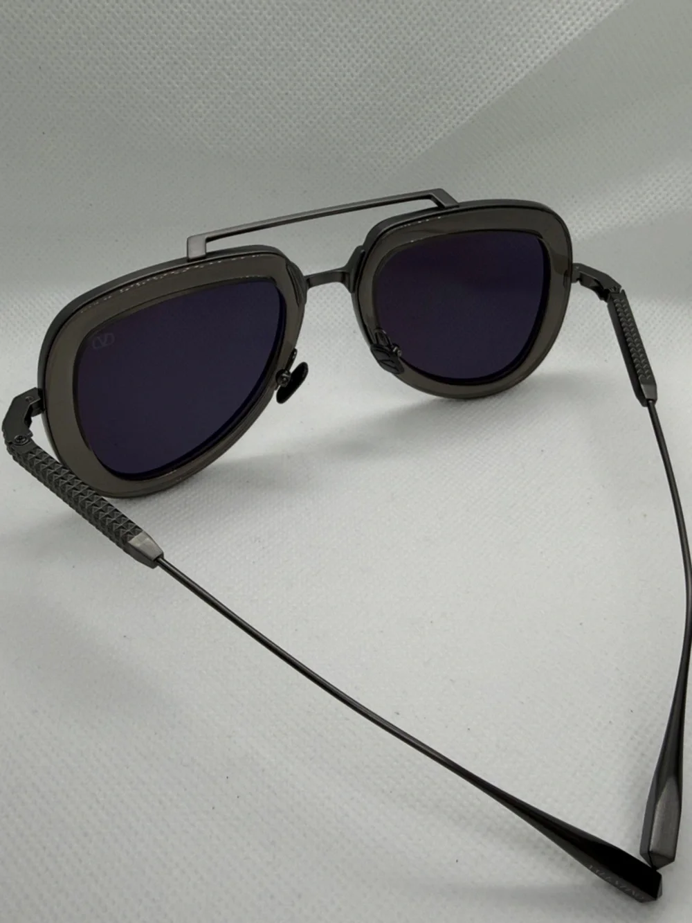 Valentino Gray and Black Aviator Sunglasses